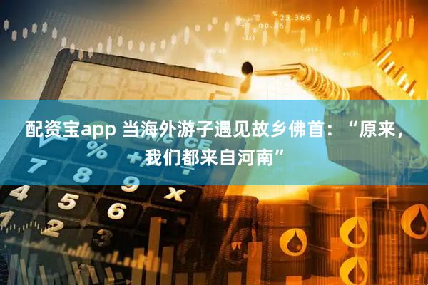 配资宝app 当海外游子遇见故乡佛首：“原来，我们都来自河南”